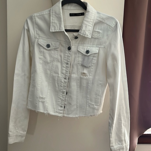 Vanilla Star Jackets & Blazers - Jean jacket, white, distressed, look size medium